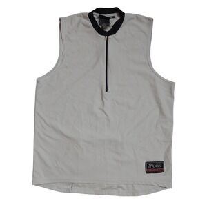 Fox Racing Mens Gray Sleeveless Cycling Jersey Quarter Zip Mesh Bike Top Large